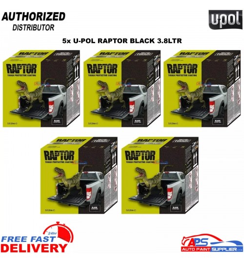 5 X UPOL 3.8L RAPTOR TRUCK BED LINER KITS * 19LTR DEAL / 20 BOTTLES - BLACK